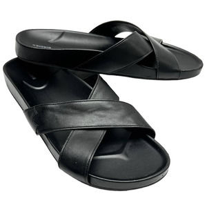 Birdies Robin Slide Sandal Criss Cross Black Faux Leather Women's Size 8.5